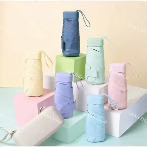 Mini Sombrinha Guarda-chuva de bolso com Estojo Cápsula Portátil Várias cores