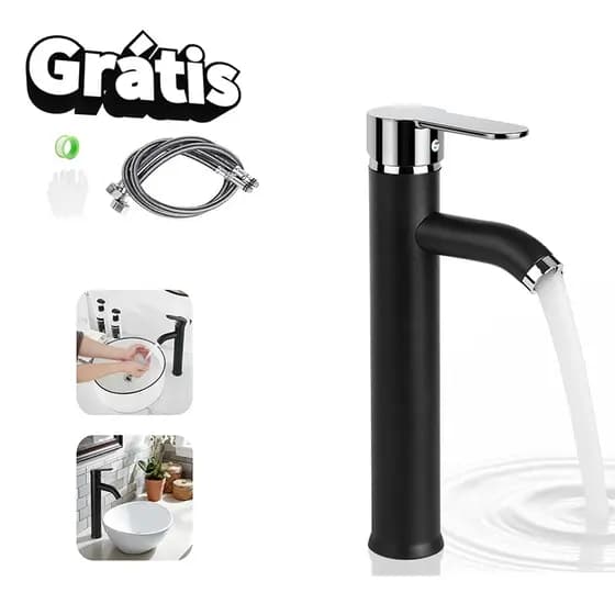 Torneira De água Quente E Fria Torneira De Aco Inoxidavel SUS304 para Lavatorio de Banheiro Bacia preto/prata