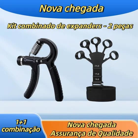 Kit Hand Grip + Flexor de Dedos Punho Ajustável Exercício Fisioterapia Mãos