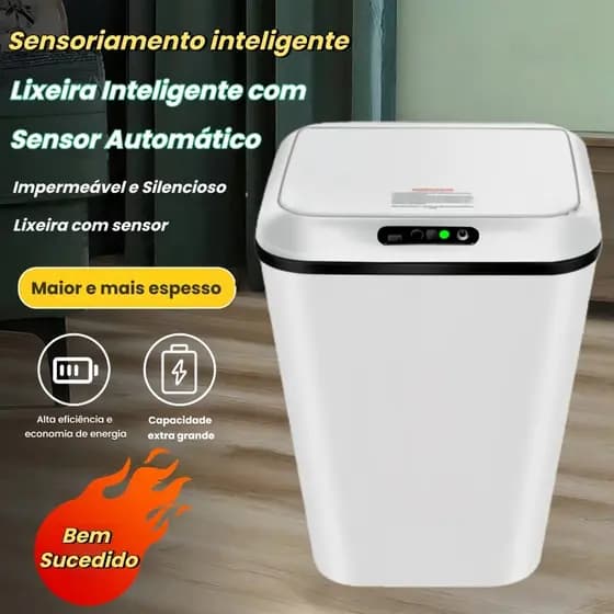 Lixeira Inteligente Sensor 16L Tampa Automática Silenciosa Cesto De Lixo Eletrônico Pronta Entrega