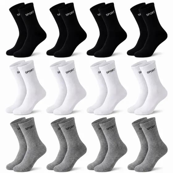 Kit ate 24 Pares Meias masculina SPORT Algodão cano alto/longo