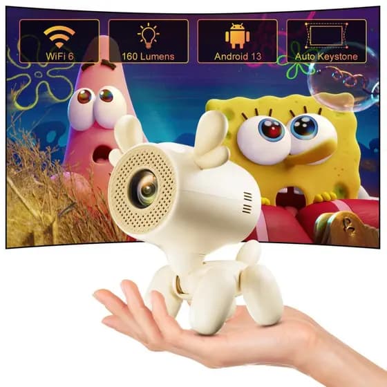 Mini Projetor JY320LI Android 13 3000 Lúmens WiFi 6 Tela 150" 16GB Portátil Cinema em Casa