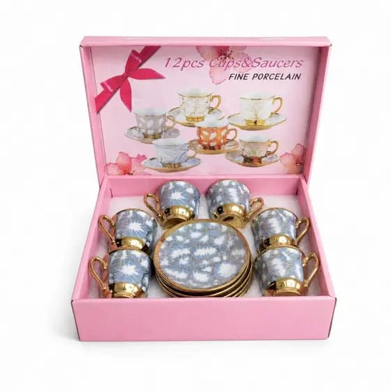 Xícara de café kit com 12 peças de Cerâmica em porcelana ideal para uso doméstico presente