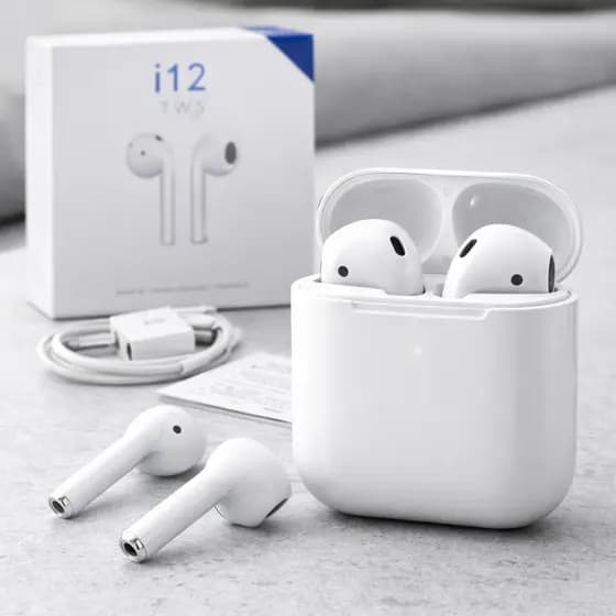 Fone de Ouvido Bluetooth i12 TWS Sem Fio Recarregável Portátil com Estojo de Carregamento