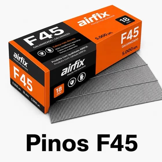 Pinos F45 Galvanizados Airfix 5.000 Unidades 18GA Profissional Para Madeira Pallet e Marcenaria