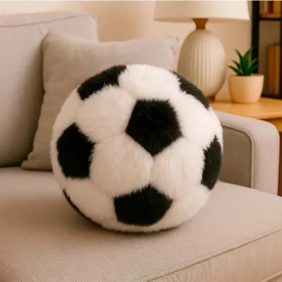 Pelúcia Bola de Futebol Confortável Para Crianças / Cama - Brinquedo Divertido Decorativo
