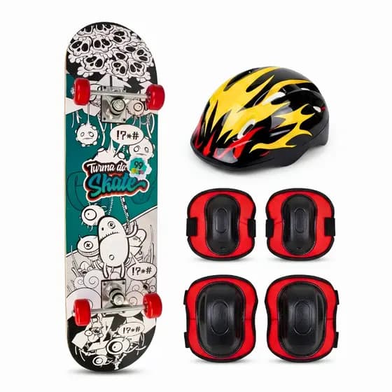skate infantil proteção Lixa Antiderrapante - C/ Capacete, cotoveleira e Joelheira