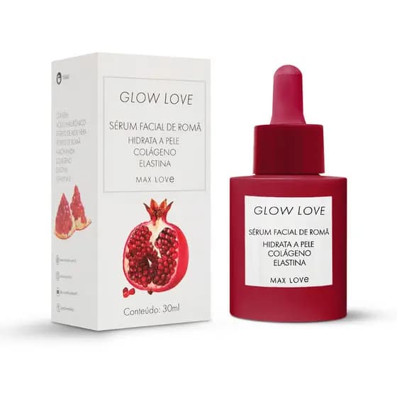 Sérum Facial de Romã Glow love - MAX LOVE Vegano Antioxidante