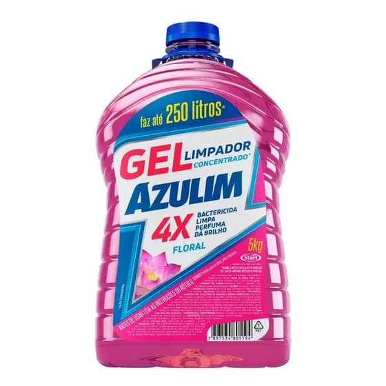 Limpador Concentrado Gel Azulim 4em1 5kg Floral Desinfetante