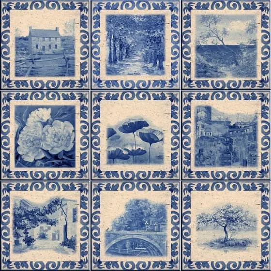 Azulejos Decorativos Lisboa Kit Com 9 Peças 15x15cm.