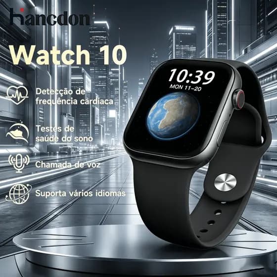 Relógio inteligente Watch10 – Relógio esportivo com monitoramento do sono – Envio rápido