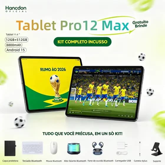 【Teclado, mouse e alto-falantes gratuitos】Tablet Galaxy Pro12 Max Android 12 GB + 512 GB 11,6 polegadas HD 8800mAh wifi