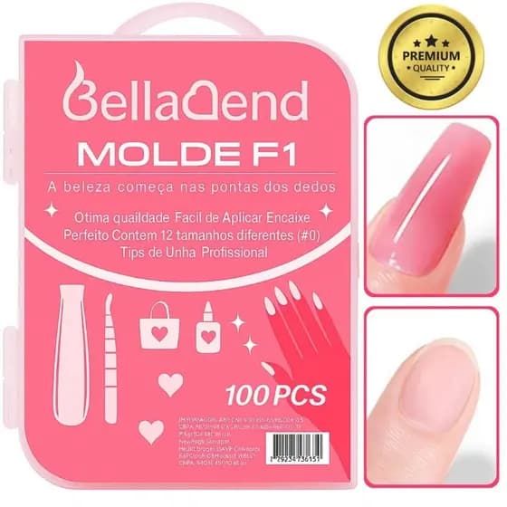 Kit 100 Moldes F1 Transparente Para Unhas Reutilizáveis Bailarina, Amond, Stileto, e Curvatura c