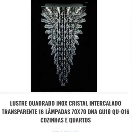 Lustre De Cristal Legitimo Quadrado Inox 16 Lâmpadas GU10 DNA