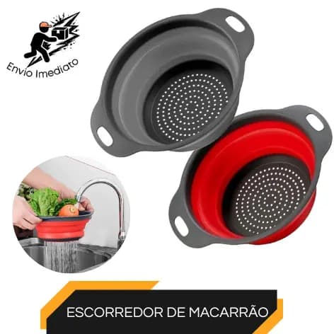 Escorredor De Macarrão Retrátil de Silicone para Salada Frutas Legumes Cozinha Multiuso Dobrável