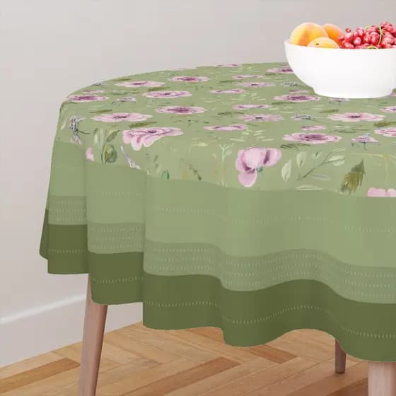 Toalha de Mesa Redonda Decorativa 4 Assentos Exclusiva 140x140cm Violetas