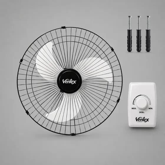 Ventilador De Parede Ventex 60cm Bivolt Potente E Silencioso - Preto