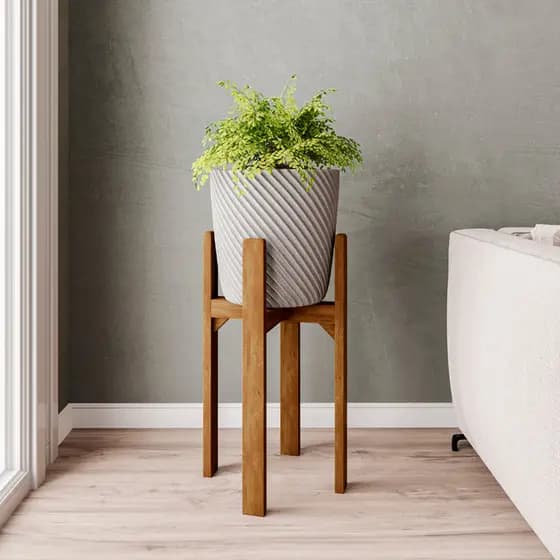 3B Suporte para Vaso de Plantas em Madeira Tratada Legs 40cm e 55cm e Vaso de Plantas em Polietileno