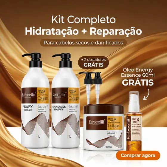 KIT KARBEELLII COM BRINDE - CRONOGRAMA CAPILAR COMPLETO Brilho + Hidratação + Dia a Dia