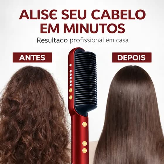 Escova Alisadora Elétrica Bivolt 5 em 1 Profissional Temperatura Ajustável 200°C Para Todos Tipos de Cabelo