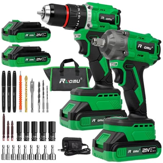 Furadeira parafusadeira+chave de impacto Kit 2 Brushless portátil furadeira parafusadeira 21V