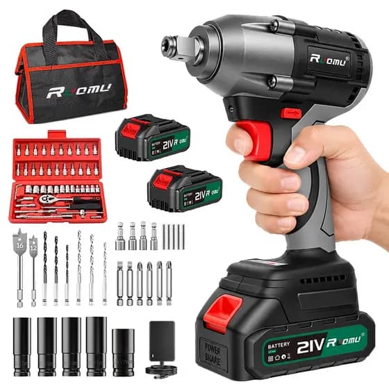 Chave de impacto profissional 21V Brushless 520N.M 2 Bateria