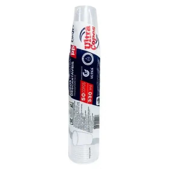 Copo descartável transparente PS 330ml Chopp Açai