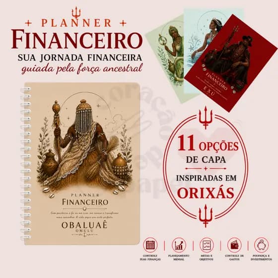 Planner Financeiro com Capa Dura e Espiral Orixas
