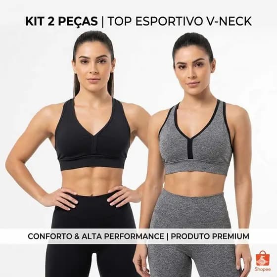 Kit 2 Tops Fitness Nadador Com Bojo Removível Academia Suplex Feminino Ginastica Treino