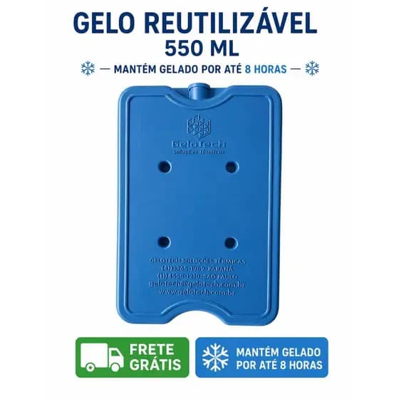 Gelo Reutilizável 550 ml Gelotech até 8 horas gelado kit com 6 unidades ideal bolsa térmica cooler isopor frete grátis