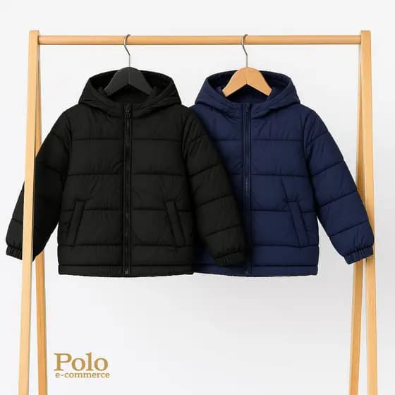 Jaqueta Puffer Infantil Impermeável Premium com Capuz Bolso Menino Menina Masculino Feminina Criança