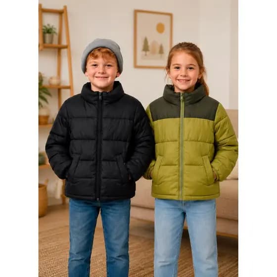 Jaqueta Bobojaco punho Elastico infantil puffer Grosso pra frio Menino e Menina Estilosa