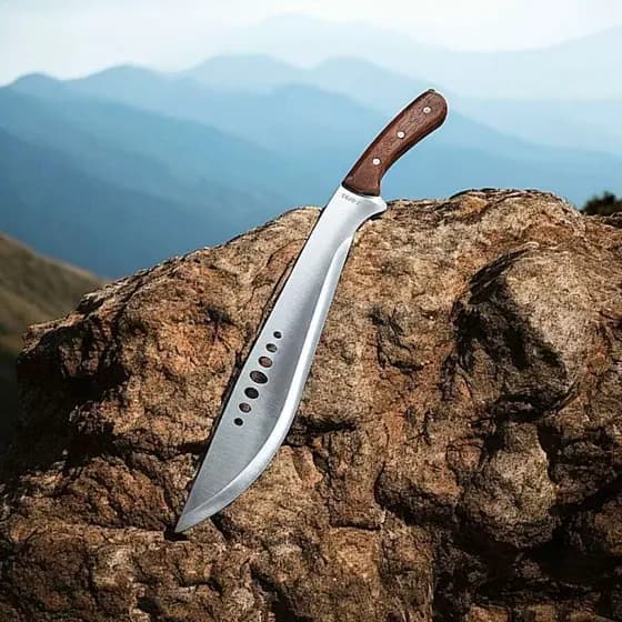 FACÃO FACA KUKRI FULL TANG LÂMINA EM AÇO INOX COM BAINHA CAMPO PESCA SÍTIO AFIADO LUATEK SLK A65