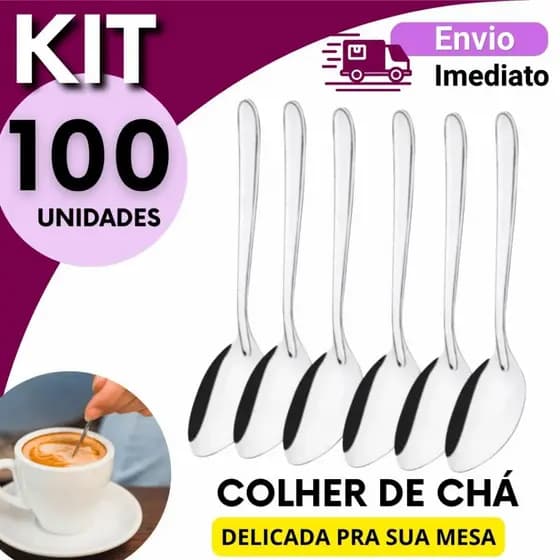 Kit Colheres Inox Chá / Utensílio para Sobremesas 24, 50, 72 ou 100 Unidades | Talheres Cozinha Restaurante Econômico