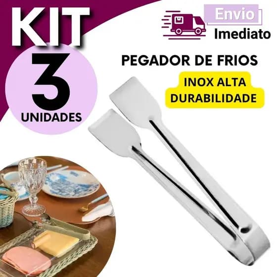 Pegador Inox Multiuso Buffet Restaurante Saladas e Frios ESCOLHA 3, 2 ou 1 Unidade