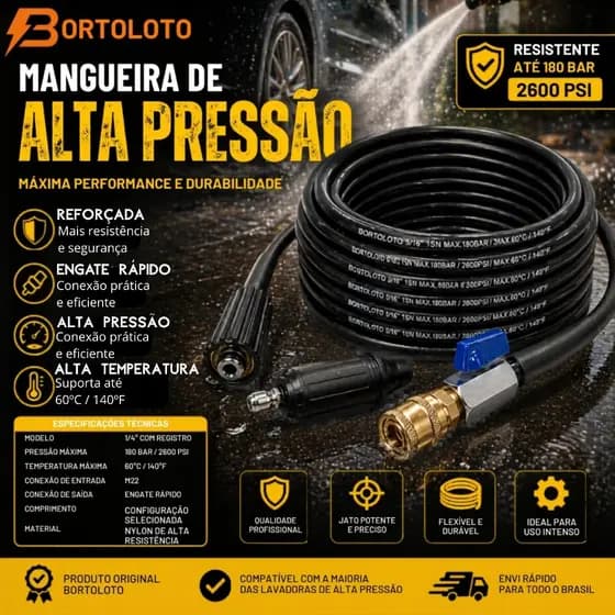 Bico Curto com Mangueira de Engate Rápido e Registro para Lavadoras WAP Líder, Bravo, Vonder e lavor