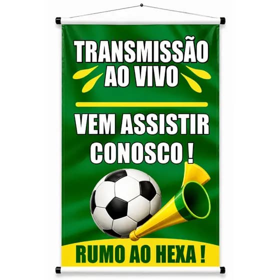 Banner Transmissão ao Vivo Futebol Copa do Mundo Lona Para Bar e Eventos