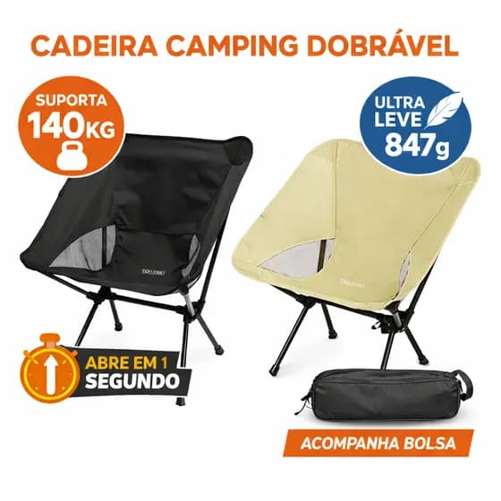 Cadeira Camping Banqueta Praia Dobrável 140kg Bolsa Cadeira dobrável leve confortável prático