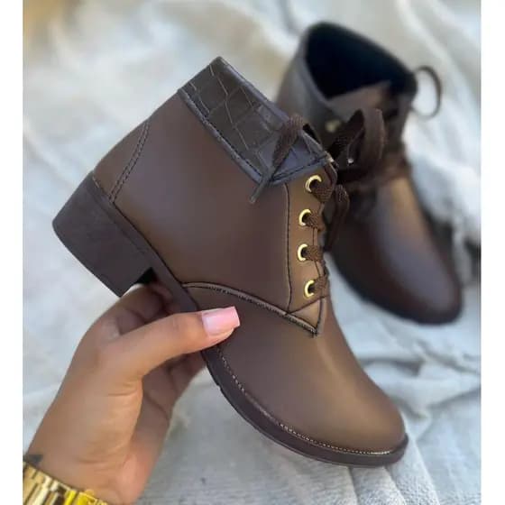Bota Coturno Feminina Casual Botinha Couro 34 ao 39 Novidade Envio Imediato