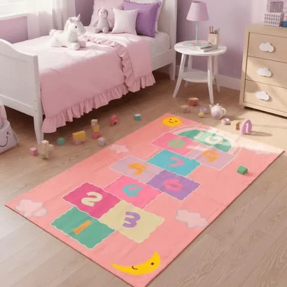 Tapete Infantil 1,00x1,50m Para Quarto Educativo Emborrachado Criança Brincar Menino Menina