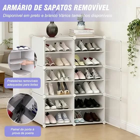 Caixa De Sapato Dobrável Armazenamento Transparentes Sapateira Empilhável Prova De Poeira