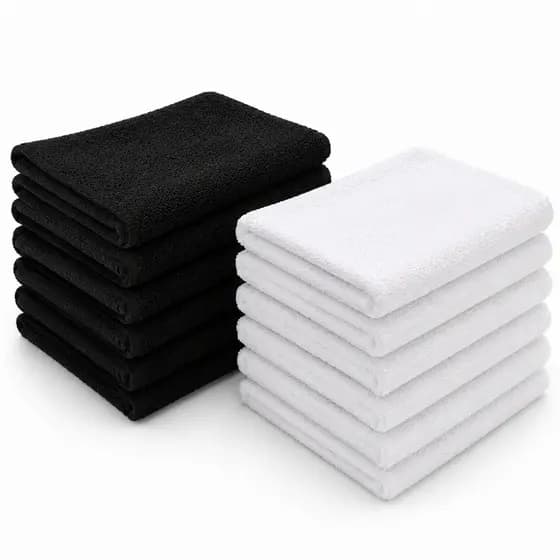 Kit 5, 10 e 15 Toalha de Salão Rosto Branca e Preta 40x65cm Profissional Macia Absorvente Barbearia
