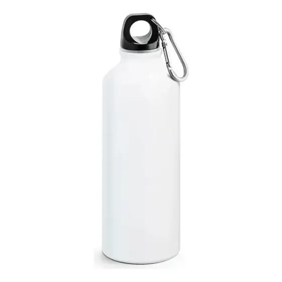Kit 5 Garrafas Squeeze 600ml Branca Sublimática Alumínio Com Mosquetão