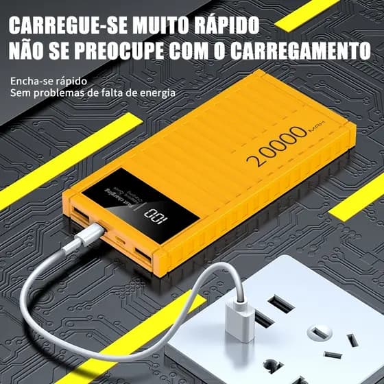Novo Design Recipiente Power Bank 20000mAh Cabo De Carregamento Grande Capacidade Bateria 2.1A Rápido Portátil PowerBank
