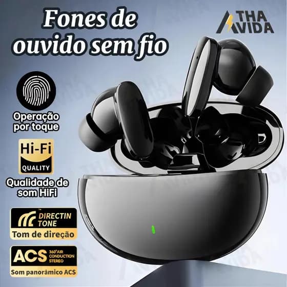 S90 Pro Fones De Ouvido Sem Fio Bluetooth 24H Drivers Playtime de 13 mm Duplos Som HiFi 5.3 IPX4-AT