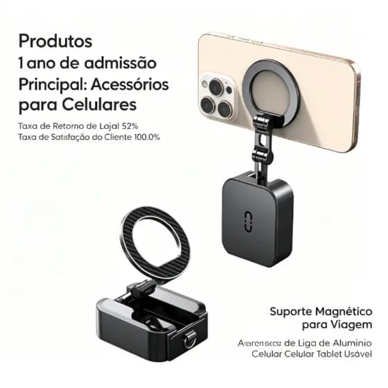 Suporte para telefone rotativo de 360° - Suporte Veicular Magnético - Suporte para telefone preguiçoso