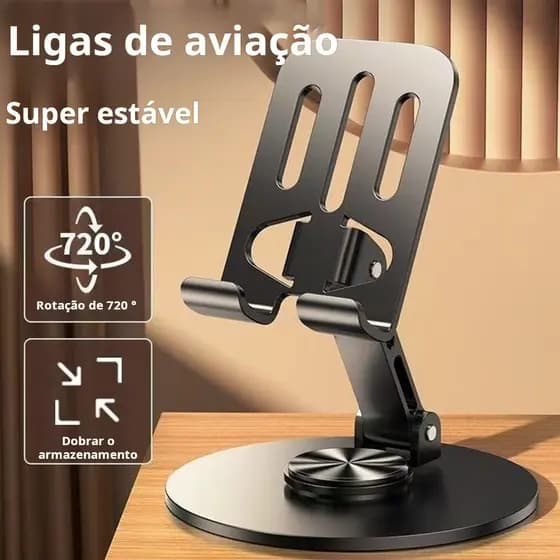 Suporte de telefone de Metal dobrável ajustável, rotação de 360 graus, Base antiderrapante portátil