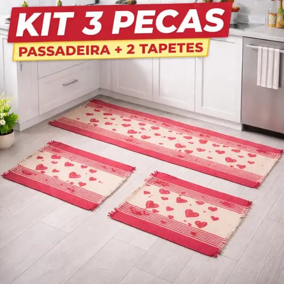 Kit Passadeira Tapete Para Cozinha De Tear 3 Peças- Direto Da Fabrica Decoração |4001| Novidade