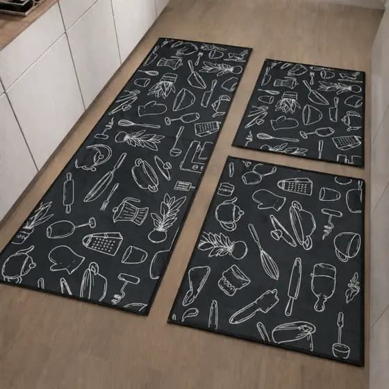 Kit Jogo de Tapete Passadeira Antiderrapante 3 Peças Cozinha |4007| Lançamento