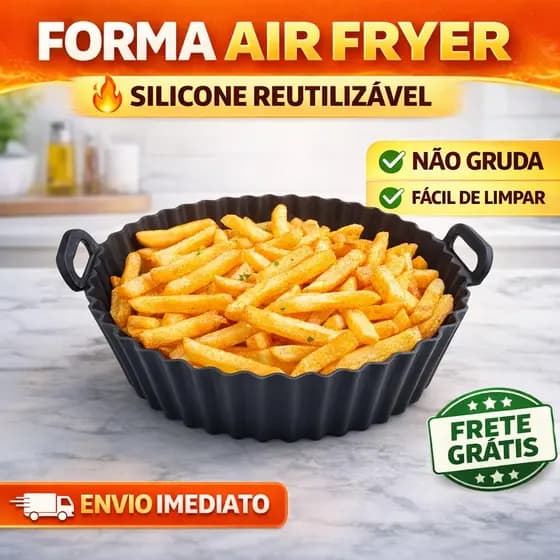 Kit 3|6 Formas Silicone Air Fryer 20cm Antiaderente Lavável Reutilizável Compatível 3L 4L 5L Fácil Limpeza